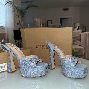 Steve Madden Blue Glitter Platform Heels
